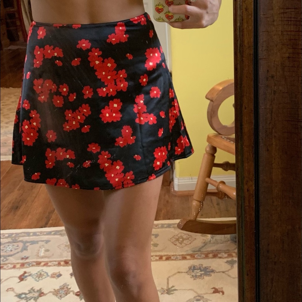 White Fox Black and Red Floral Skirt